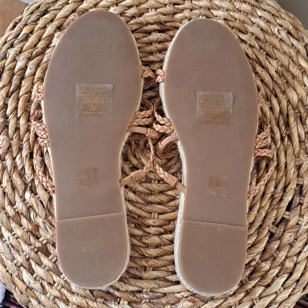 NWOT Madewell Womens Kathryn Slip On Espadrille Sandals‎ Tan Leather Size 9.5